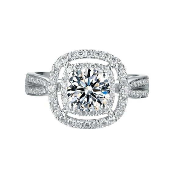 ▶Round Zircon Double Layer Square Classic Engagement Ring for Women, L199